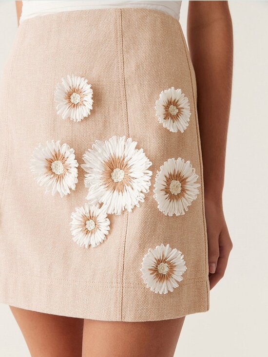 Aje Dresses & Skirts - AJE Dorothy Flower Cotton and Linen Mini Skirt SZ 6